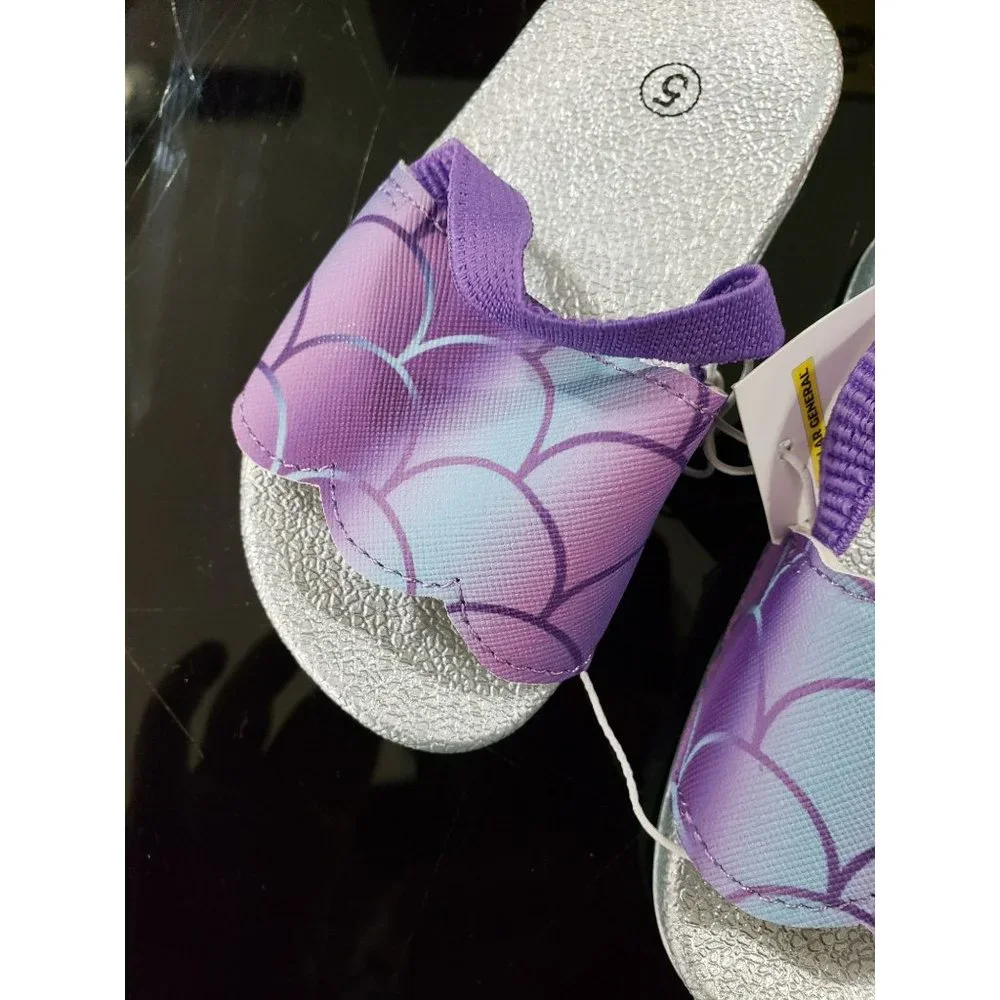 Swiggles Baby Size 5 mermaid Scale Sandals‎ New flip flops silver purple
